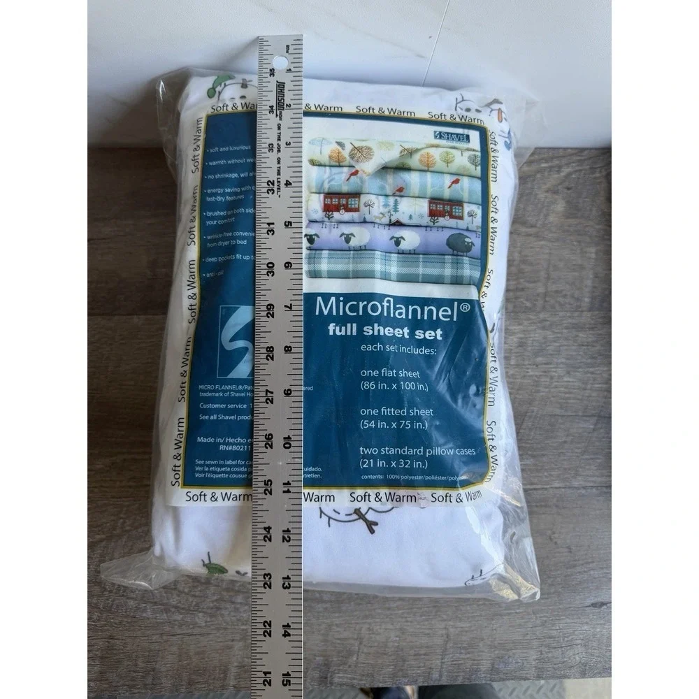 NEW Shavel Home Products Micro Flannel Snowman Printed Sheet Set Full Size